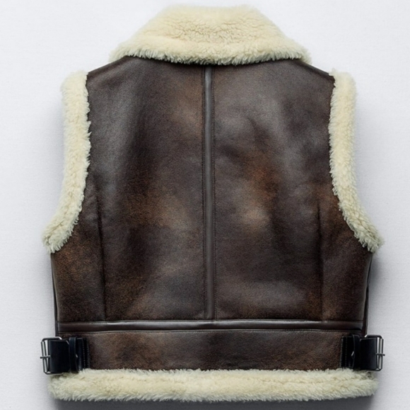 ZARA Cropped Double Faced Fleece Vest Bloggers Favorite - Picture 4 of 6